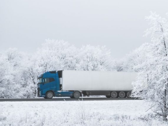 winter road transportation truck.